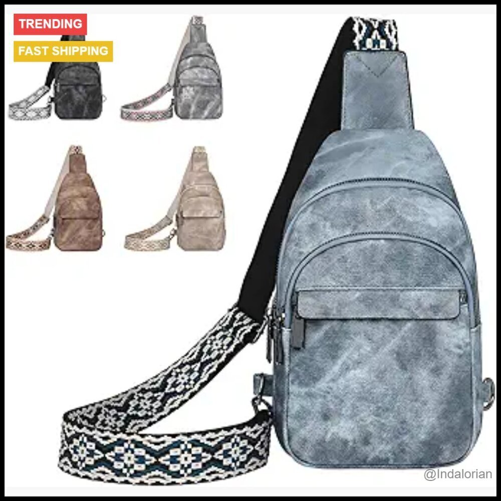 PU Sling Bag Crossbody Fanny Pack Adjustable Strap Travel Daypack Minimal Chic
